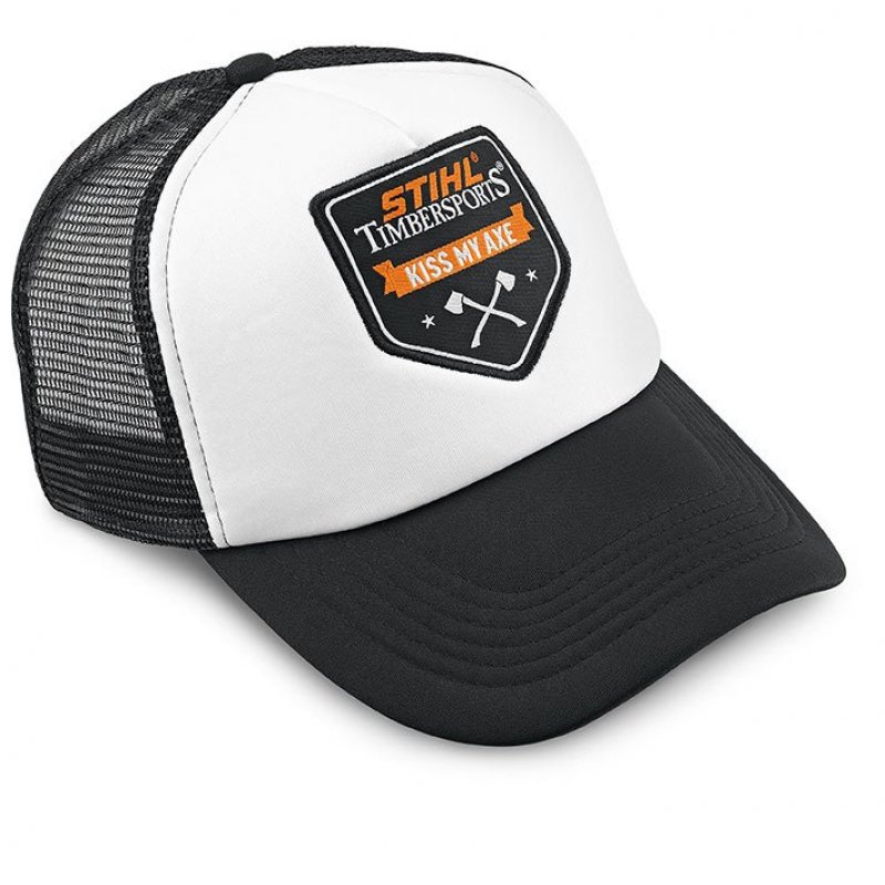 Kšiltovka  Stihl Trucker "Kiss My Axe", černobílá